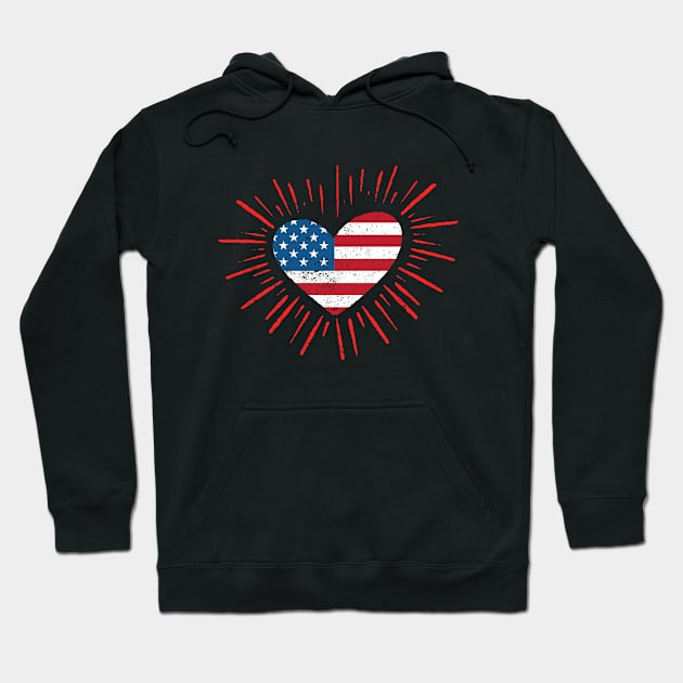 4th of July American Flag - 4th of July Gift Hoodie by MEDtee